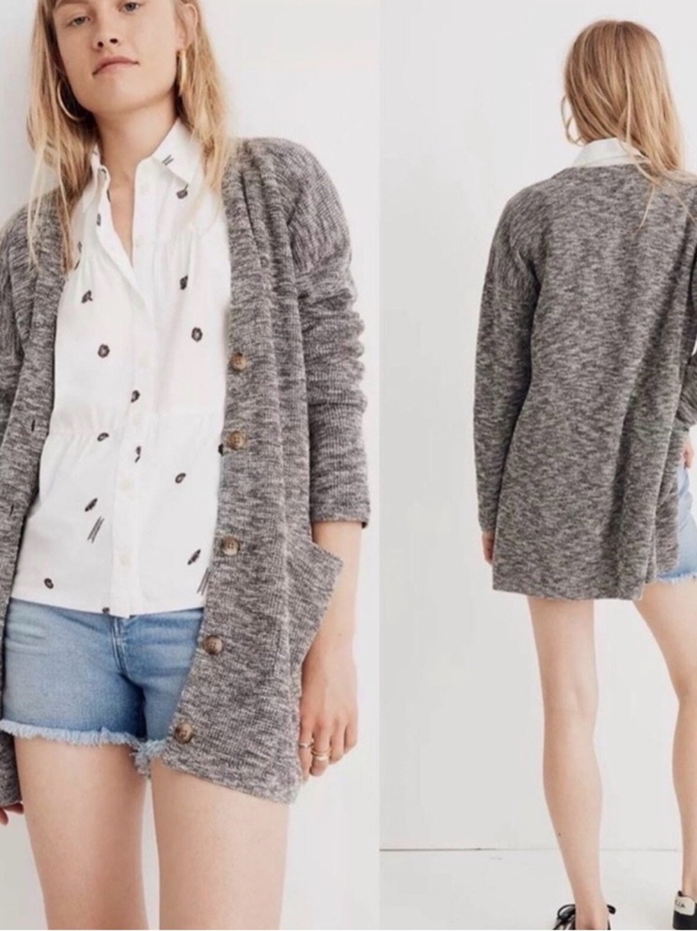 Madewell Alton Grey Cardigan Sweater - Size M